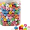 Træperler - Ø 5-28 MM - Hulstr. 2,5-3 MM - Forskellige Farver - 400 G/ 1 Spand