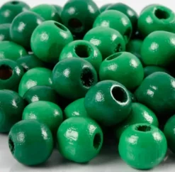Træperler - Ø 10 MM - Hulstr. 3 MM - Grøn - 20 G