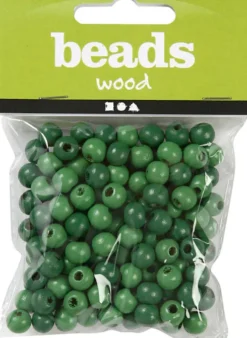 Træperler - Ø 10 MM - Hulstr. 3 MM - Grøn - 20 G
