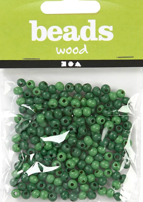 Træperler - Ø 5 MM - Hulstr. 1,5 MM - Grøn - 6 G - 150 Stk