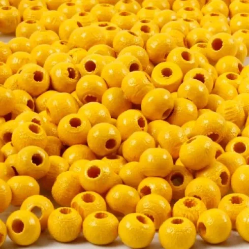Træperler - Ø 5 MM - Hulstr. 1,5 MM - Gul - 6 G - 150 Stk