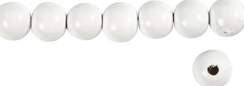 Træperler - Ø 12 MM - Hulstr. 3 MM - Hvid - 22 G