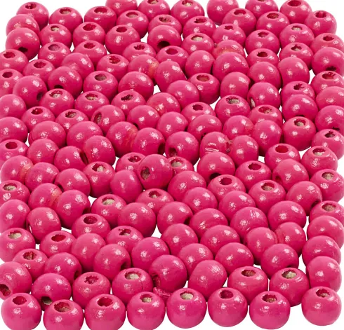 Træperler - Ø 5 MM - Hulstr. 1,5 MM - Pink - 6 G - 150 Stk