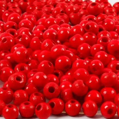Træperler - Ø 5 MM - Hulstr. 1,5 MM - Rød - 6 G - 150 Stk
