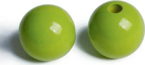 Træperler - 35 MM - Lime - 20 Stk