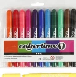 Tuscher - Stregtykkelse: 5 MM - Standardfarver - 12Stk. - Colortime