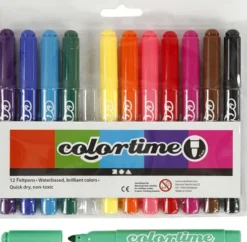 Tuscher - Stregtykkelse: 5 MM - Standardfarver - 12Stk. - Colortime