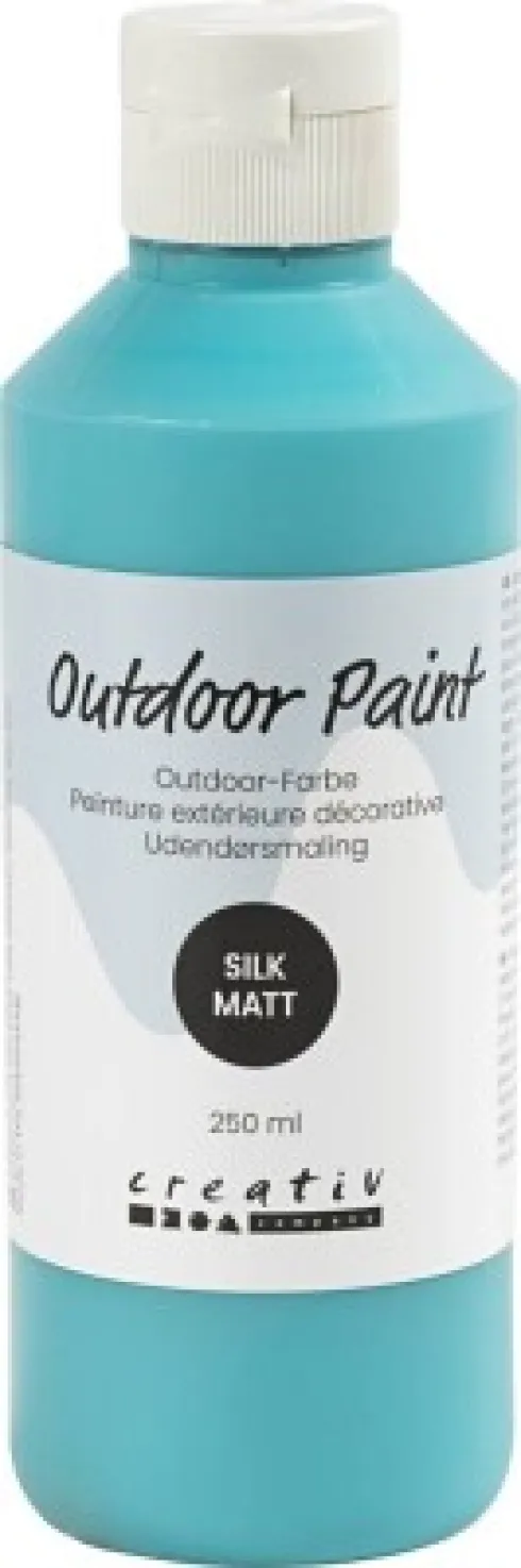 Udendørsmaling - Silkemat - Dækkende - Turquoise Blue - 250 ML