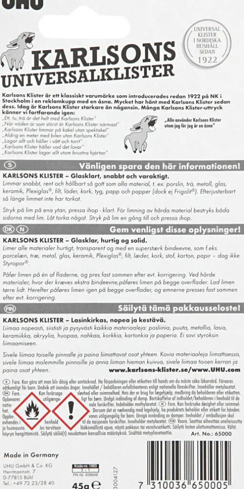 Uhu Karlsons Klister - 45 G
