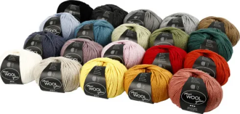 Uldgarn - L 125 M - Assorterede Farver - 20X100 G
