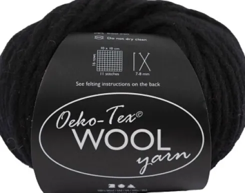 Uldgarn - L 50 M - Pind 8-9 - Sort - 50 G