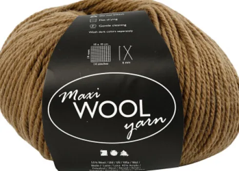 Uldgarn - Maxi Wool - L 125 M - Lys Brun - 100 G