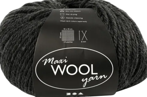 Uldgarn - Maxi Wool - L 125 M - Mørk Grå Melange - 100 G