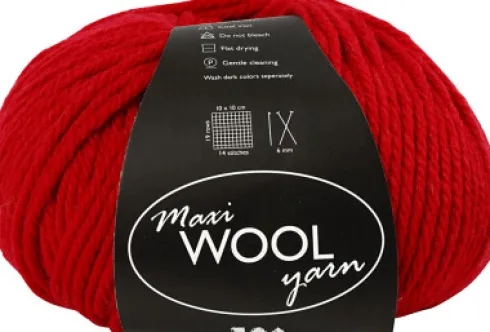Uldgarn - Maxi Wool - L 125 M - Rød - 100 G
