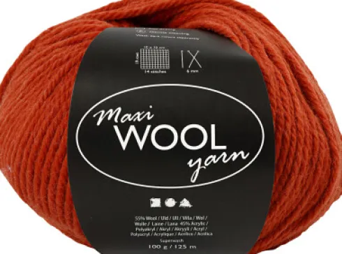 Uldgarn - Maxi Wool - L 125 M - Rustrød - 100 G
