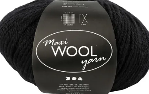Uldgarn - Maxi Wool - L 125 M - Sort - 100 G