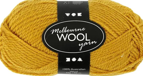 Uldgarn - Melbourne Wool - L 92 M - Mørk Gul - 50 G