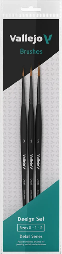 Vallejo - Brush Design Set - Syntetisk Hair - 0, 1, 2