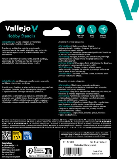 Vallejo - Hobby Stencils - Honeycomb Skabelon