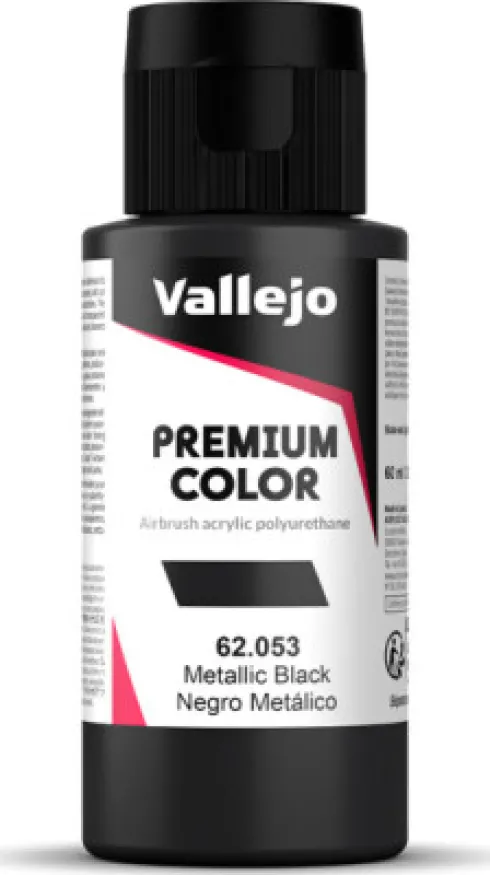 Vallejo - Premium Airbrush Maling - Metallic Black 60 ML