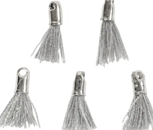 Vedhæng - L 10 MM - Hulstr. 1 MM - Grå - 5 Stk