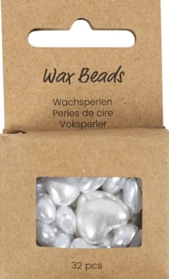 Voksperler - Hjerter - Ø 7-13 MM - Hulstr. 1,3-1,5 MM - Perlemor - 32Stk