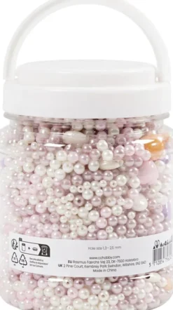 Voksperler - Hulstr. 1,3-2,5 MM - Pastelorange Soft Rosa Lys Lilla Perlemor - 425 G