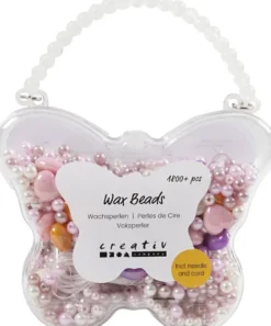 Voksperler - Hulstr. 1,3-2,5 MM - Pastelorange Soft Rosa Lys Lilla Perlemor - 127 G