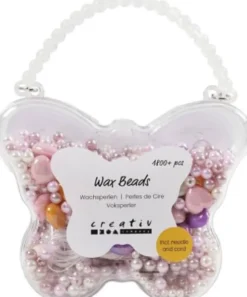 Voksperler - Hulstr. 1,3-2,5 MM - Pastelorange Soft Rosa Lys Lilla Perlemor - 127 G