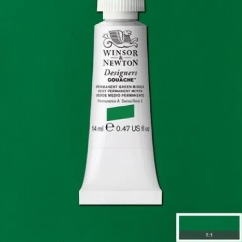 Winsor & Newton - Akvarelfarve - Gouache - Permanent Green Middle 14 ML