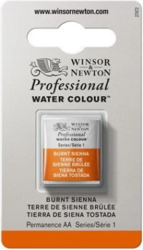 Winsor & Newton - Akvarelfarve 1/2 Pan - Burnt Sienna