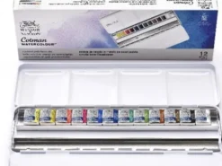 Winsor & Newton - Akvarelfarve Pan Sæt Med 12 Farver - Travel Tin