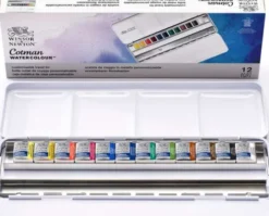 Winsor & Newton - Akvarelfarve Pan Sæt Med 12 Farver - Travel Tin