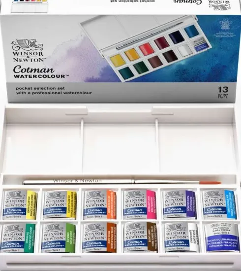 Winsor & Newton - Akvarelfarve Sæt - Pocket Selection - 13 Dele