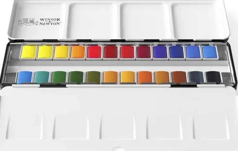 Winsor & Newton - Akvarelfarve Sæt - Lightweight Sketchers Box - 24 Farver