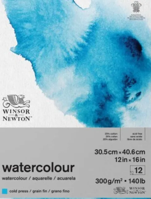 Winsor & Newton - Akvarelpapir - 30X40 CM - Cold Press - 12 Ark