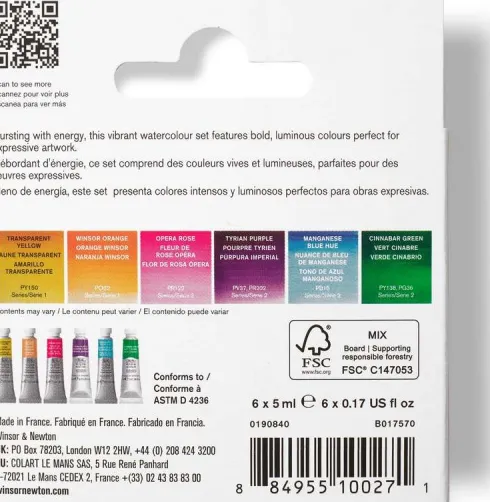 Winsor & Newton - Professional Watercolour - Vibrant Set - 6X5 ML