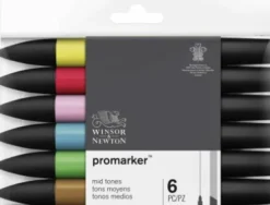 Winsor & Newton - Promarker Tusser - Medium Toner - 6 Farver