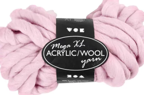 Xl Kæmpegarn - Poly Akryl Uld - L 15 M - Mega - Rosa 300 G
