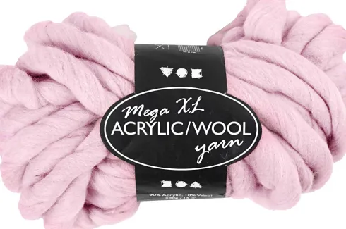 Xl Kæmpegarn - Poly Akryl Uld - L 15 M - Mega - Rosa 300 G