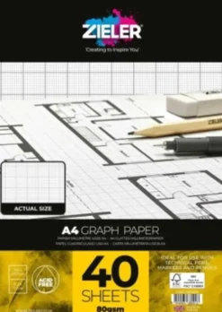 Zieler - A4 Graph Paper - Milimeterblok - 40 Ark