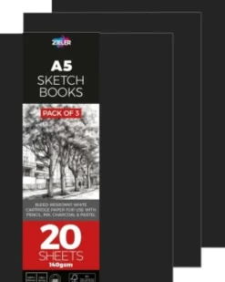 Zieler - A5 Sketch Books - Skitsebøger Sæt - Soft-Cover - 3X20 Ark