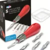 Zieler - 5 Lino Cutters & Handle - 5 Linoleumstryk Knive + Håndtag