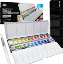 Zieler - Metallic Half Pan Water Colour Set - Akvarelfarver - 24 Stk