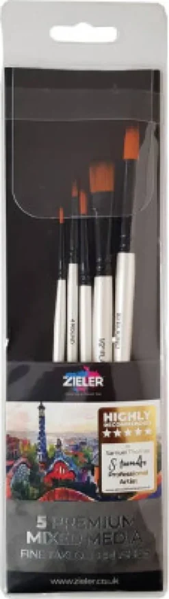 Zieler - 5 Premium Mixed Media Brushes - 5 Pensler
