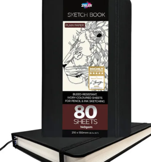 Zieler - Sketch Book - Skitsebog - Sort - 210X130 MM - 80 Ark